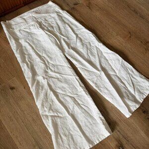 Vintage Rubby Ducky 100% White linen wide leg trousers size small